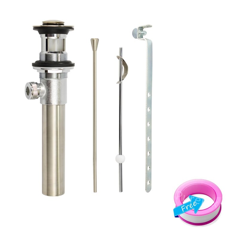 Purelux Bathroom Faucet Vanity Sink Metal Pop-Up Drain Stopper Assembly with Lift Rod and Overflow, Brushed Nickel Finish - Image 5